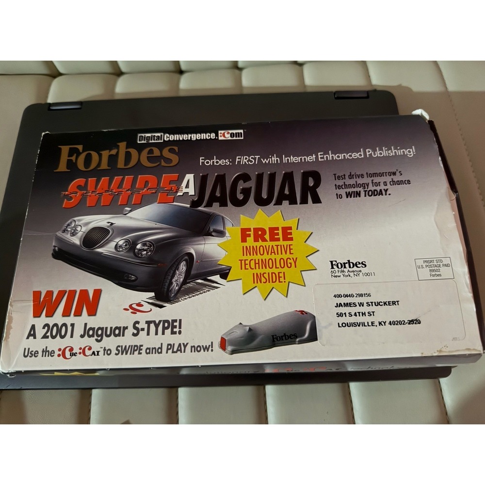 Forbes Swipe a Jaguar Cue Cat Barcode Scanner - Vintage, White